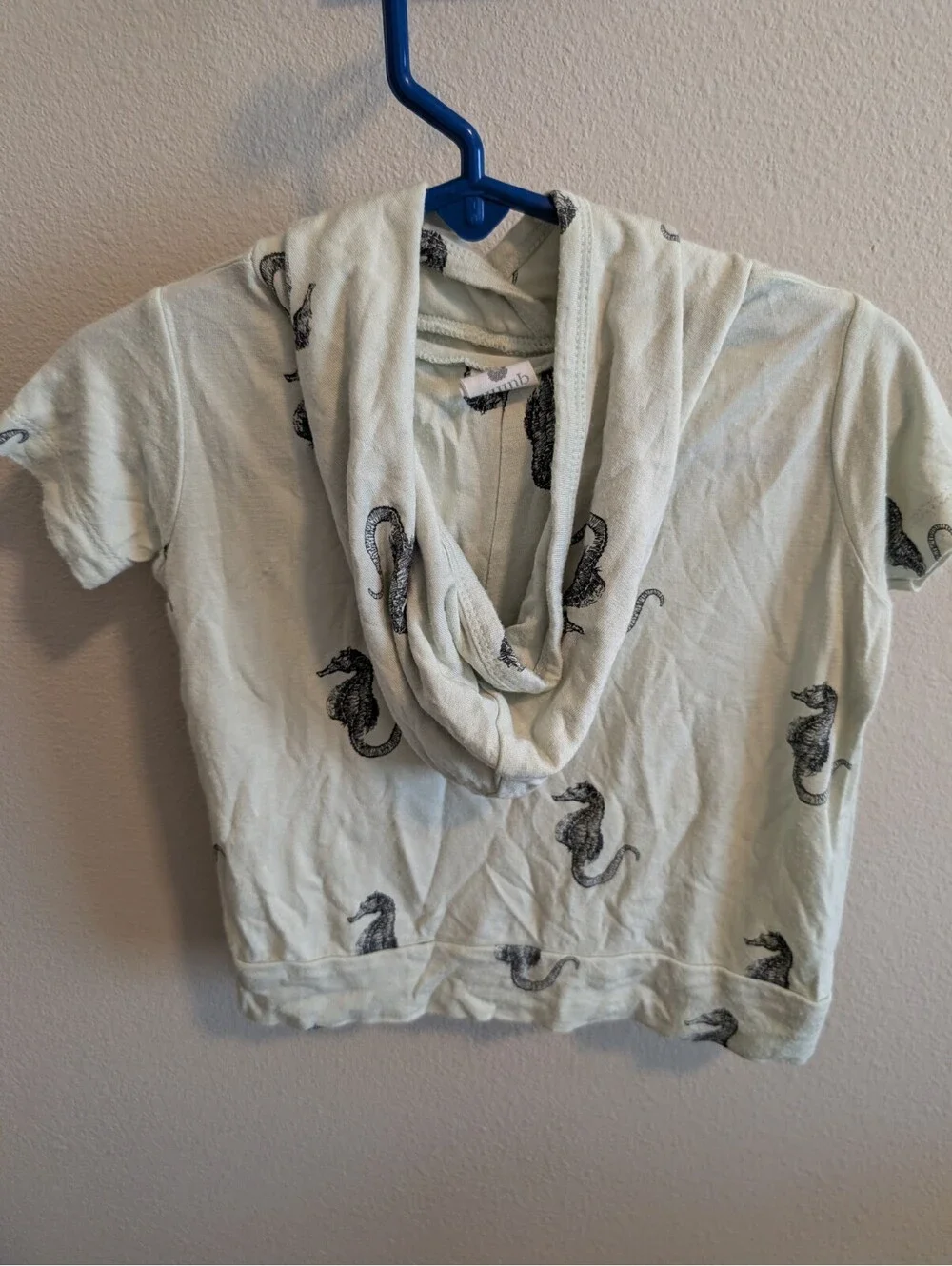 Kate Quinn Bamboo Seahorse 12-18 Month Short Sleeve Boys T Shirt With Hood